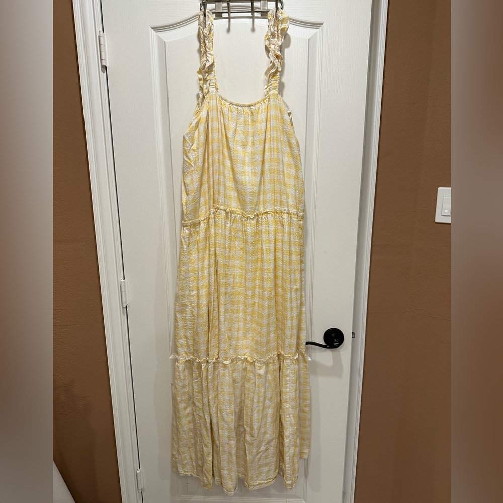 Charlie Holiday Lottie Maxi Gingham Yellow Dress 8